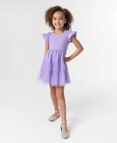 Rare Editions Kids' Little And Toddler Girls Tonal Glitter Mesh Social Dress In Purple