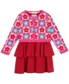 Rare Editions Little Girl Dress With Crochet Cardigan, 2 Pc In Red