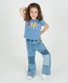 Rare Editions Little Girls 2-piece Abcd Graphic T-shirt And Patchwork Pants Set In Blue