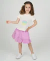 Rare Editions Little Girls 2-piece Just Smile Crewneck T-shirt And Skort Set In White