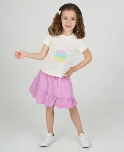 Rare Editions Kids' Little Girls 2-piece Just Smile Crewneck T-shirt And Skort Set In White