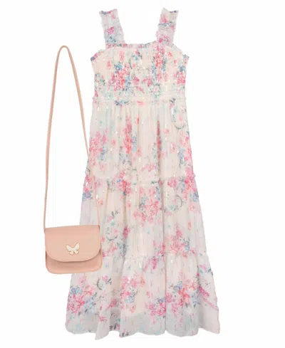 Rare Editions Kids' Little Girls 2-piece Sequin Chiffon Maxi Dress With Bag Set In Ivory