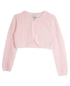 Rare Editions Big Girls Crochet Cardigan Sweater In Blush