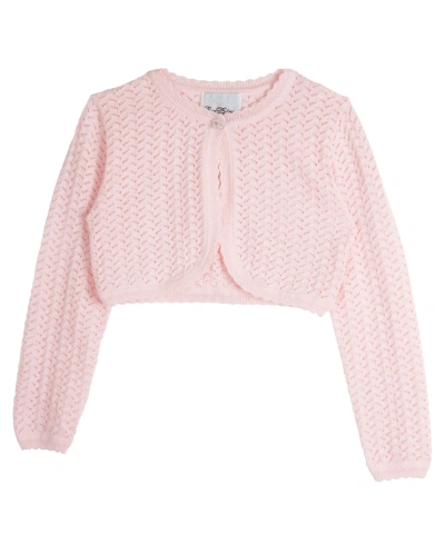 Rare Editions Kids' Big Girls Crochet Cardigan Sweater In Blush