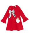 Rare Editions Little Girls Interlock Dress With Polka-dot Statement Bow In Red