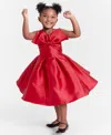 Rare Editions Girls 7-16 Asymmetrical Bow Sleeveless Mikado Dress In Red