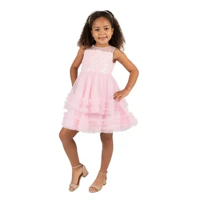 Rare Editions Kids' Little Girls Sleeveless A-line Dress In Pink