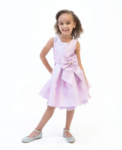 Rare Editions Kids' Little Girls Sleeveless Mikado Social Dress In Purple