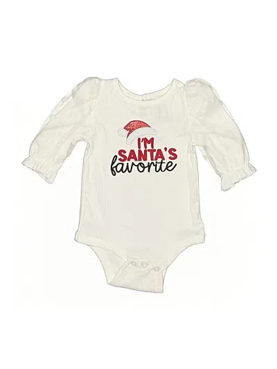 Pre-owned Rare Editions Babies' Long Sleeve Onesie In White