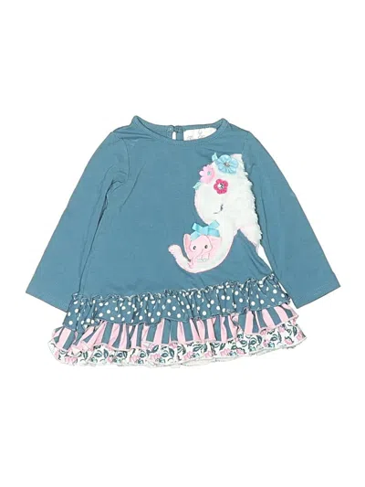 Pre-owned Rare Editions Kids' Long Sleeve Top Teal Crew Neck Tops