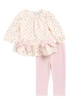 Rare Editions Polka Dot Bow Long Sleeve Top & Leggings Set In Multi