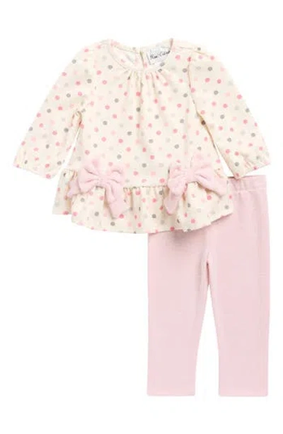 Rare Editions Babies'  Polka Dot Bow Long Sleeve Top & Leggings Set In Multi