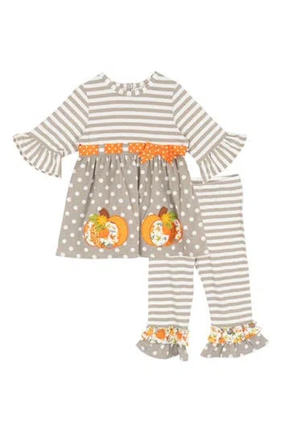 Rare Editions Babies'  Pumpkin Appliqué Top & Leggings Set In Neutral