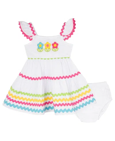 Rare Editions Rare Edition Baby Girls' Square Neck Dress With Diaper Cover In White