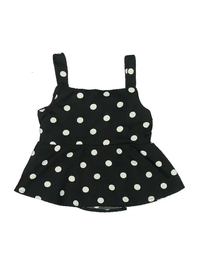 Pre-owned Rare Editions Kids' Sleeveless Top Black Polka Dots Pattern Square Neckline Tops