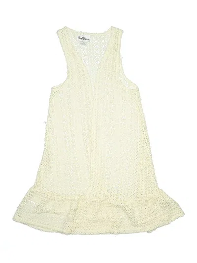 Pre-owned Rare Editions Kids' Sleeveless Top Ivory Plunge Neckline Tops
