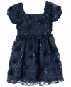 Rare Editions Toddler And Little Girls 3d Floral Embroidery Social Dress In Blue