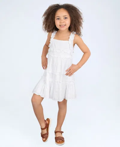Rare Editions Kids' Toddler And Little Girls Clip-dot Shadow Strip Dress