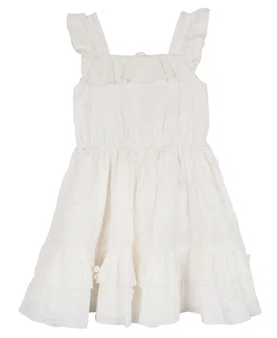 Rare Editions Kids' Toddler & Little Girls Embroidered Clip Dot Dress In White
