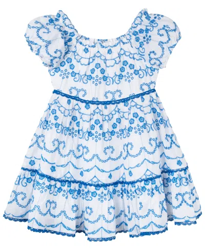 Rare Editions Kids' Toddler & Little Girls Embroidered Eyelet Dress In Blue