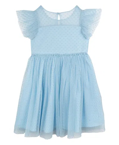 Rare Editions Kids' Toddler And Little Girls Empire Waist Clip Dot Dress In Light Blue