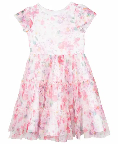 Rare Editions Kids' Toddler And Little Girls Floral Mesh Social Dress In Pink
