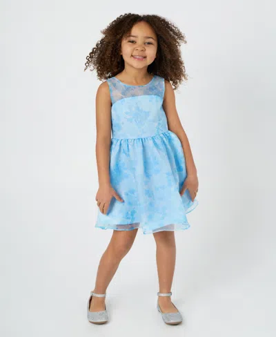 Rare Editions Kids' Toddler And Little Girls Floral Organza Social Dress In Blue