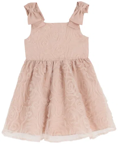Rare Editions Kids' Toddler And Little Girls Glitter Soutache Social Dress In Neutral
