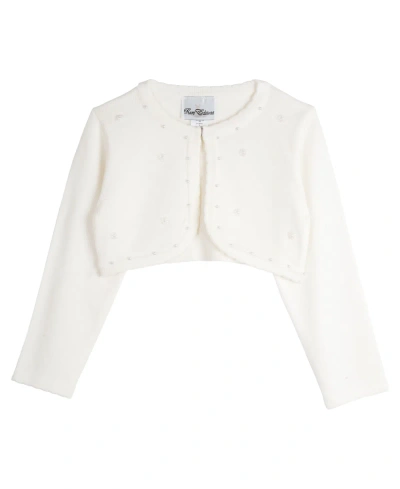 Rare Editions Kids' Little Girls Imitation-pearl Cardigan In Off White