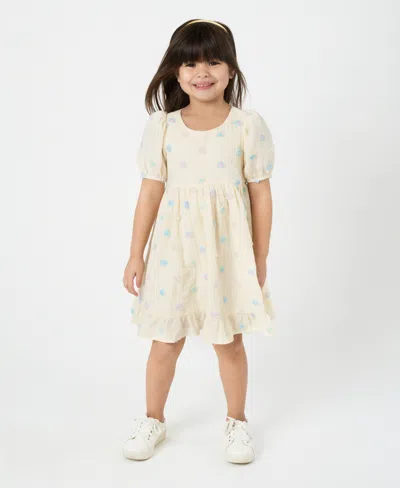 Rare Editions Kids' Toddler And Little Girls Multi 3d Rosettes With Gauze Dress In White