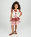 Rare Editions Big Girls 2-piece Mixed Floral With Crochet Vest And Dress Set In White