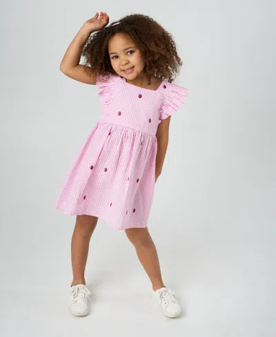 Rare Editions Kids' Toddler And Little Girls Strawberry Seersucker Dress In Pink
