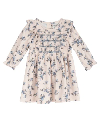 Rare Editions Babies' Toddler Girls' 2t-4t Floral Print Hand-smocked Corduroy Dress In Multi