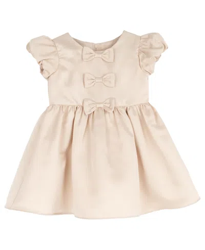 Rare Editions Babies' Toddler Girls' 2t-4t Satin Bow Bodice Bubble Sleeve Dress In Neutral