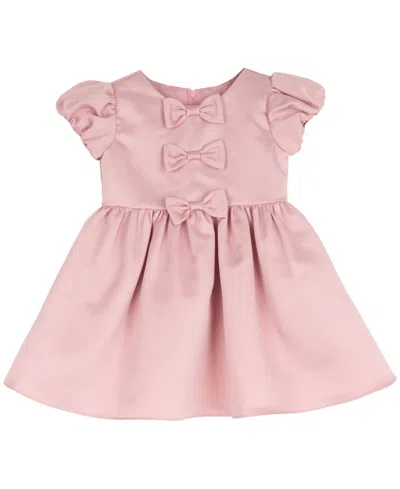 Rare Editions Babies' Toddler Girls' 2t-4t Satin Bow Bodice Bubble Sleeve Dress In Pink