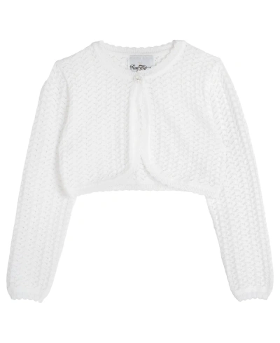 Rare Editions Kids' Little Girls Crochet Cardigan Sweater In White