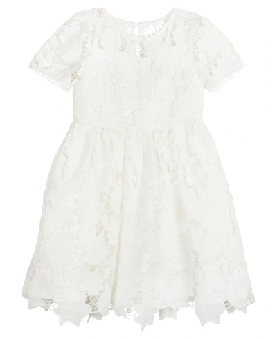 Rare Editions Kids' Toddler Girls Illusion Cap Sleeves Burnout Crochet Social Dress In White