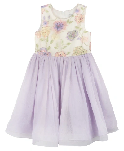 Rare Editions Kids' Toddler Girls Sleeveless Beaded Embroidery Social Dress In Lilac
