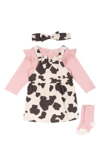 Rare Editions Babies'  Twill Jumper, Bodysuit, Headband & Socks Set In Cream
