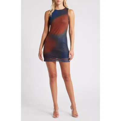 Rare London Blur Print Tank Minidress In Blue Multi