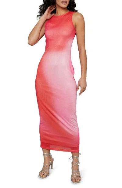 Rare London Blur Sleeveless Mesh Maxi Dress In Pink Blur Print