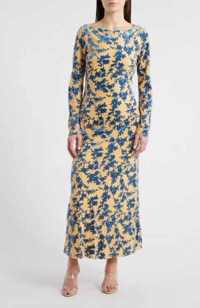 Rare London Burnout Long Sleeve Maxi Dress In Multi