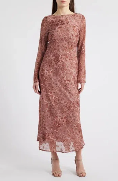 Rare London Cowl Back Long Sleeve Maxi Dress In Pink