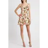 Rare London Cowl Neck Bias Cut Devoré Minidress In Neutral