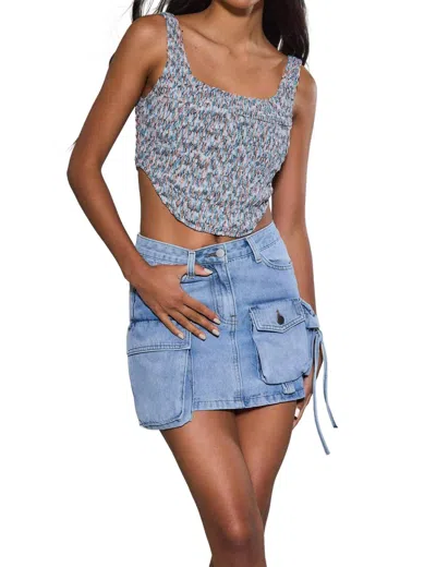 Rare London Denim Mini Skirt In Blue Denim