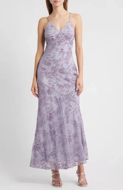 Rare London Devoré Bias Cut Slipdress In Purple