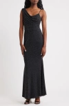 Rare London Diamante Asymmetric Gown In Black