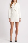 Rare London Double Breasted Long Sleeve Tuxedo Dress In Cream