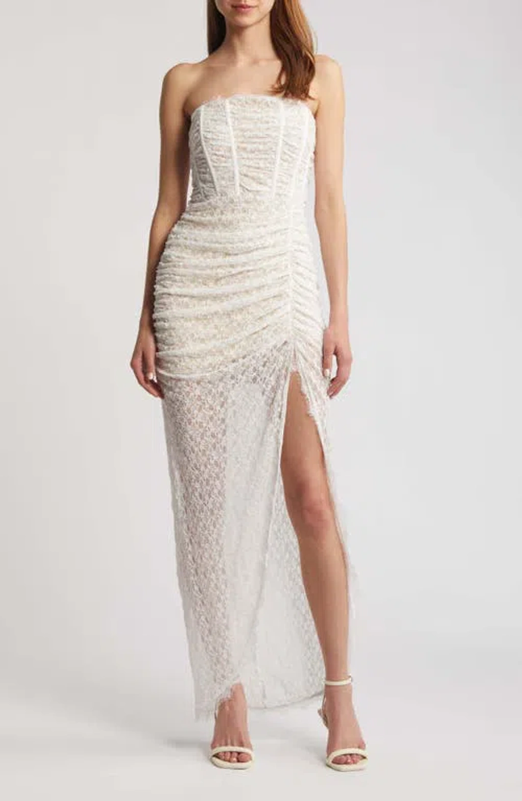 prom dresses lace up back A Line Spaghetti Straps Corset Back Split Long Prom Dress TP1287 US6 / As Picture main image 1