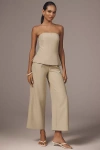 Rare London Petite Strapless Tailored Jumpsuit In Neutral